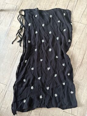 NWOT Free People Black Beaded Apron Sarong